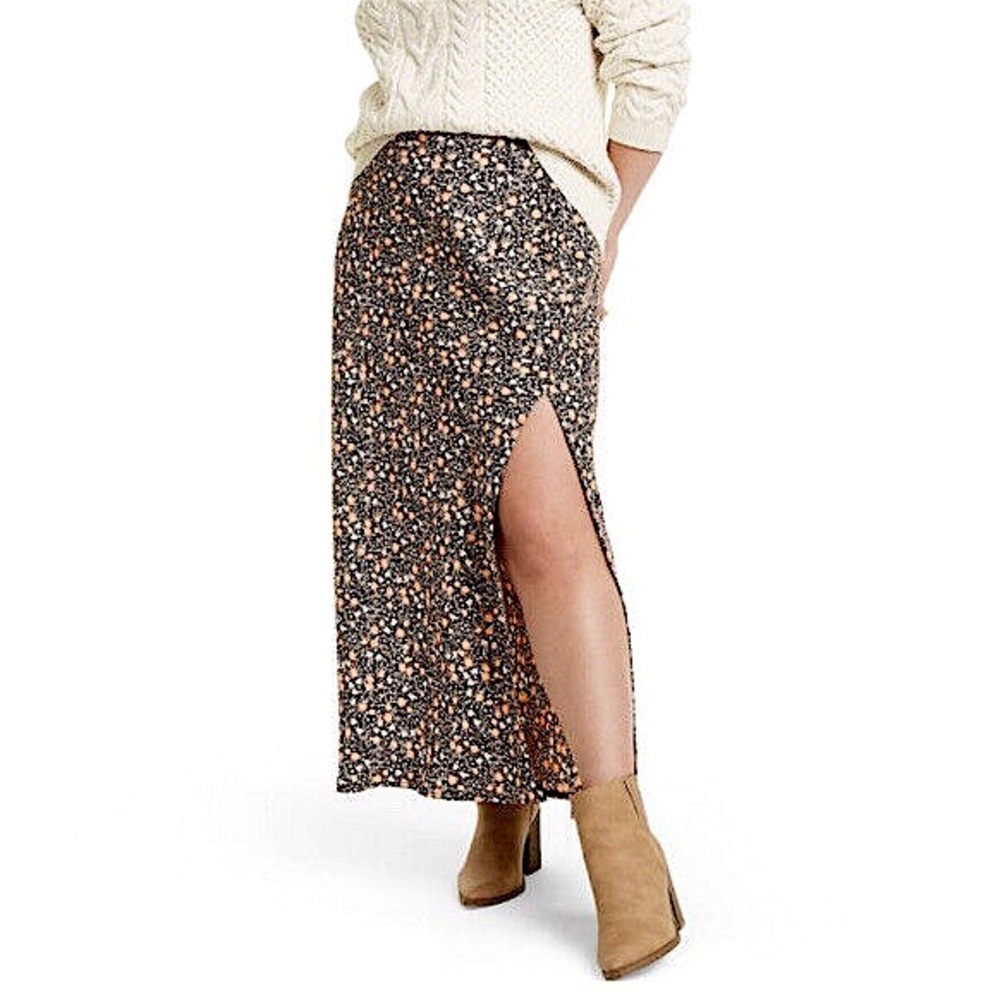 Nili Lotan x Target Floral Micro Print A-Line Side Slit Maxi Skirt Medium